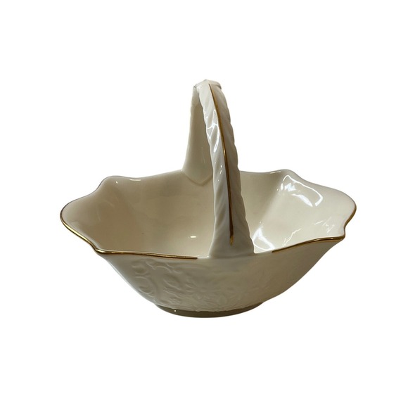 Lenox Other - Vtintage Lenox Sans Souci Basket 24K Gold‎ Trimmed Footed Fine China Porcelain
